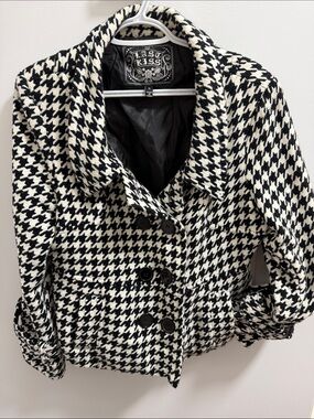last kiss Black & White Houndstooth Peacoat
